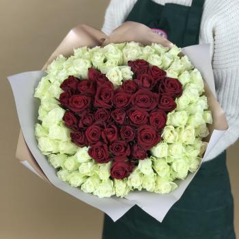 Букет 101 роза (Кения) в виде Сердца №: 9126
